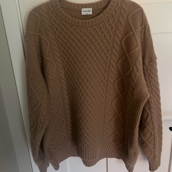 Sunday Best Cable Knit Sweater | Aritzia Merino Wool Blend | Neutral M - Picture 7 of 13